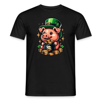 LUCKY PIG JACKPOT MONEY RICH PROSPERITY GREEN - Men's T-Shirt - black - Front - AI Model Male 178 light (178cm)
