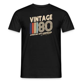 1980 - Men's T-Shirt - black - Front - AI Model Male 178 light (178cm)