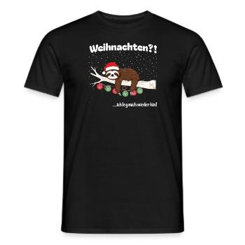 Faultier-Weihnachten für Weihnachtsmuffel - Männer T-Shirt - Schwarz - Vorne - AI Model Male 178 light (178cm)
