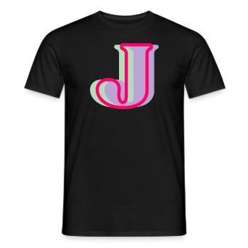 Multicolored letter j - Men's T-Shirt - black - Front - AI Model Male 178 light (178cm)