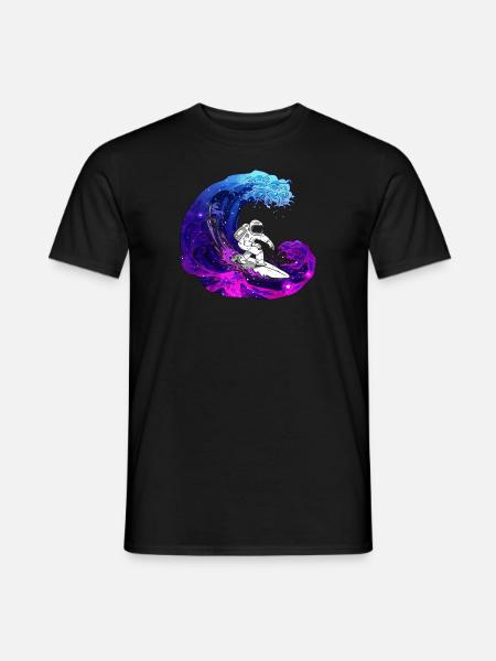 Astronaut Surfer - Mond & Weltall - Männer T-Shirt - Schwarz