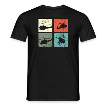 Hélicoptère rétro - T-shirt homme - noir - Devant - AI Model Male 178 light (178cm)