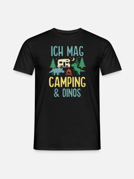 Camping Dinos Campingplatz Camper Wohnmobil - Männer T-Shirt - Schwarz