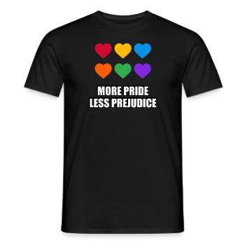 More Pride Less Prejudice Rainbow hearts - Men's T-Shirt - black - Front - AI Model Male 178 light (178cm)