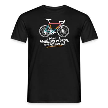 Ich bin kein Morgenmensch, aber mein Fahrrad ist es - Männer T-Shirt - Schwarz - Vorne - AI Model Male 178 light (178cm)