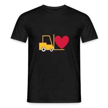 ★ Designfarben änderbar ★ Gabelstapler mit Herz - Männer T-Shirt - Schwarz - Vorne - AI Model Male 178 light (178cm)