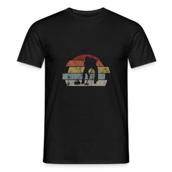 Ice Curling Curler Curling Retro Gift - Men's T-Shirt - black - Front - AI Model Male 178 light (178cm)