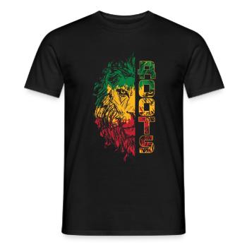 Lion Roots - Männer T-Shirt - Schwarz - Vorne - AI Model Male 178 light (178cm)