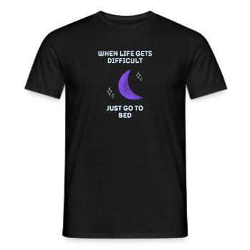 When life gets difficult just go to bed Shirt - Men's T-Shirt - black - Front - AI Model Male 178 light (178cm)