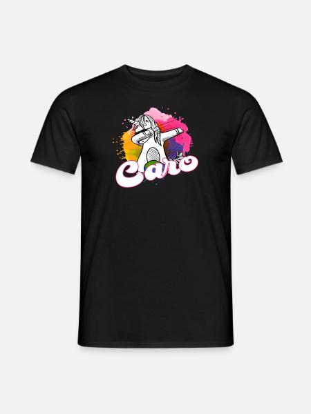 CARO - Schöner Name mit dabbing Einhorn - Männer T-Shirt - Schwarz