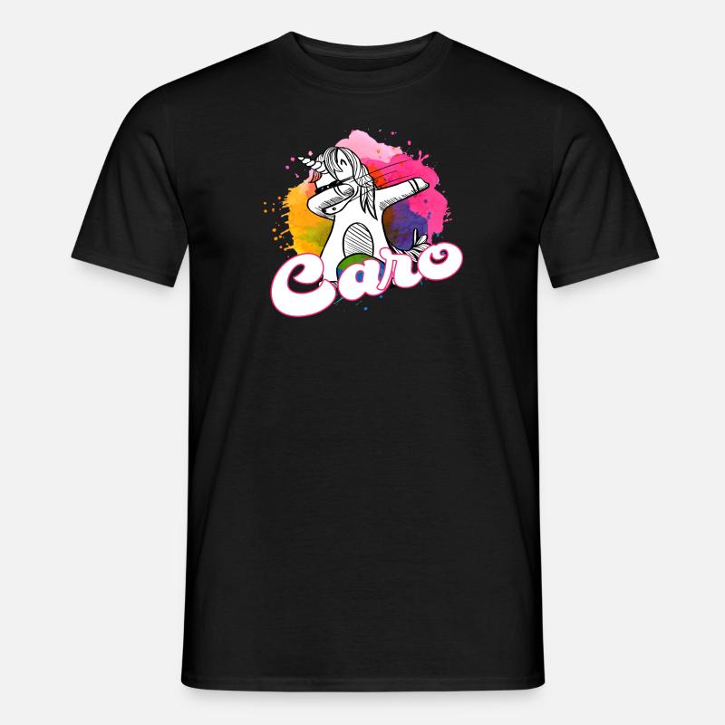 CARO - Schöner Name mit dabbing Einhorn - Männer T-Shirt - Schwarz