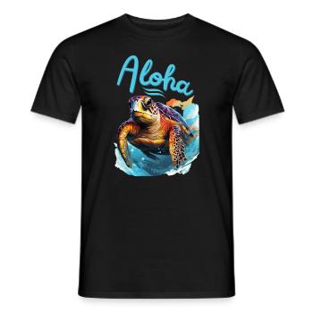Turtle in the sea sea turtle underwater - Men's T-Shirt - black - Front - AI Model Male 178 light (178cm)