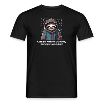 Lasst mich durch, ich bin müde - Faultier - Männer T-Shirt - Schwarz - Vorne - AI Model Male 178 light (178cm)
