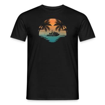 Vintage Jet Ski Sunset Summer | Jet-Ski Lover - Men's T-Shirt - black - Front - AI Model Male 178 light (178cm)