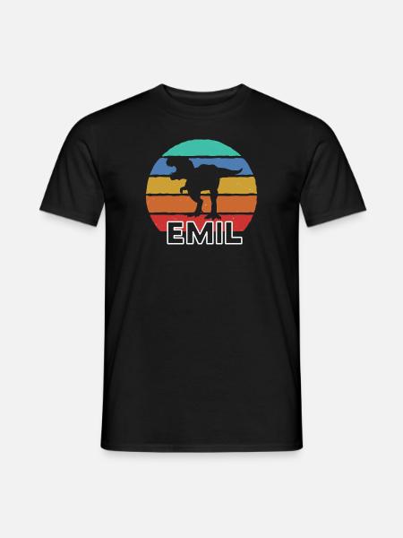EMIL - Schöner Jungen Name mit Dinosaurier - Männer T-Shirt - Schwarz