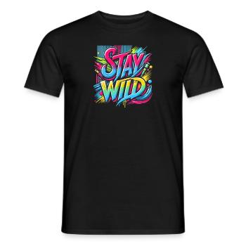 Stay Wild – Colourful Freedom - Men's T-Shirt - black - Front - AI Model Male 178 light (178cm)