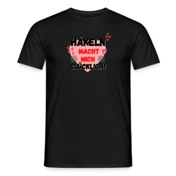 Häkeln macht mich glücklich! rosa Herz rot Herzen - Männer T-Shirt - Schwarz - Vorne - AI Model Male 178 light (178cm)