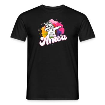 ANISA - Beau nom avec dabbing licorne - T-shirt homme - noir - Devant - AI Model Male 178 light (178cm)