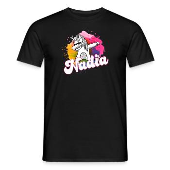 NADIA - Beau nom avec dabbing licorne - T-shirt homme - noir - Devant - AI Model Male 178 light (178cm)