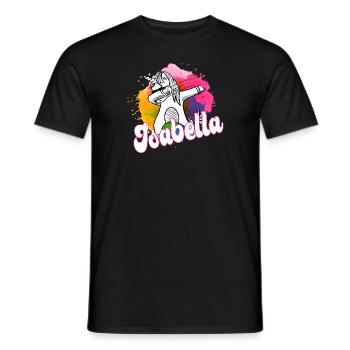 ISABELLA - Beautiful name with dabbing unicorn - Men's T-Shirt - black - Front - AI Model Male 178 light (178cm)