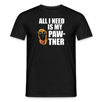 All I need is my pawtner Design for a unit - Men's T-Shirt - black - Front - AI Model Male 178 light (178cm)