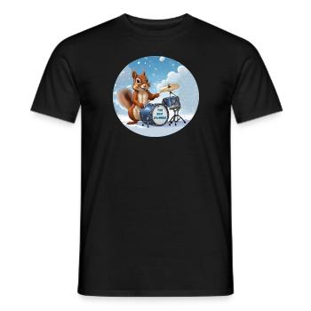 Squirrel plays drums in the snow - Men's T-Shirt - black - Front - AI Model Male 178 light (178cm)