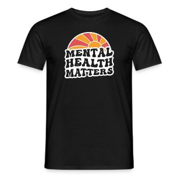 Sensibilisation à la santé mentale Vintage Sunset Mental - T-shirt homme - noir - Devant - AI Model Male 178 light (178cm)
