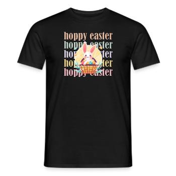 Hoppy Easter Schriftzug mit Hasen - Männer T-Shirt - Schwarz - Vorne - AI Model Male 178 light (178cm)