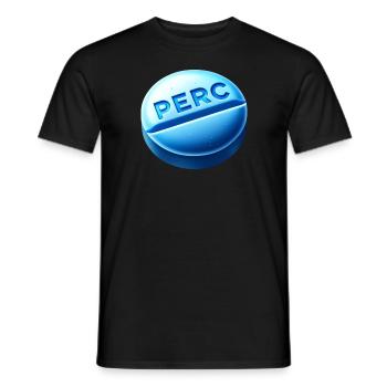 Percocet Blaue Pille mit Gravur PERC - Männer T-Shirt - Schwarz - Vorne - AI Model Male 178 light (178cm)