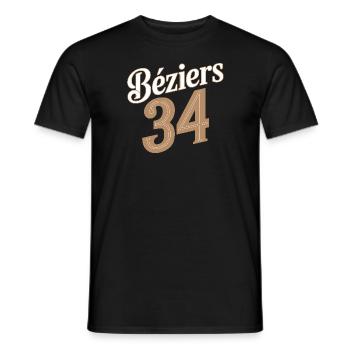 Béziers 34 - T-shirt homme - noir - Devant - AI Model Male 178 light (178cm)