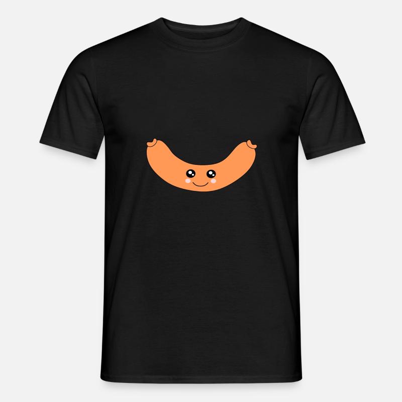 Kawaii, Wurst, Würstchen, Metzger - Männer T-Shirt - Schwarz