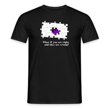 Puzzle - what if you are right and they are wrong? - Men's T-Shirt - black - Front - AI Model Male 178 light (178cm)