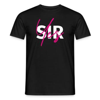 Oui Monsieur! Blanc avec rose - T-shirt homme - noir - Devant - AI Model Male 178 light (178cm)