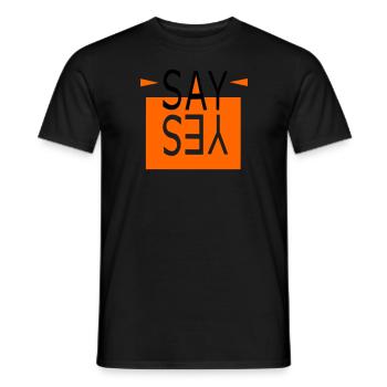 SAY YES orange - Men's T-Shirt - black - Front - AI Model Male 178 light (178cm)