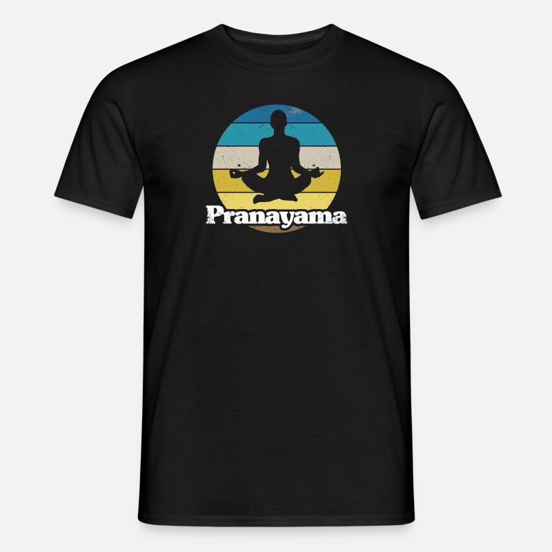 Retro Style Print "Pranayama" - Männer T-Shirt - Schwarz