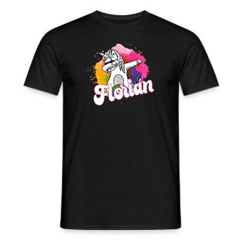 FLORIAN - Beautiful boy name with cool unicorn - Men's T-Shirt - black - Front - AI Model Male 178 light (178cm)