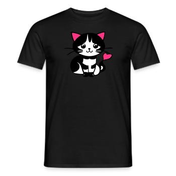 Cute cat in the comic strip - Men's T-Shirt - black - Front - AI Model Male 178 light (178cm)