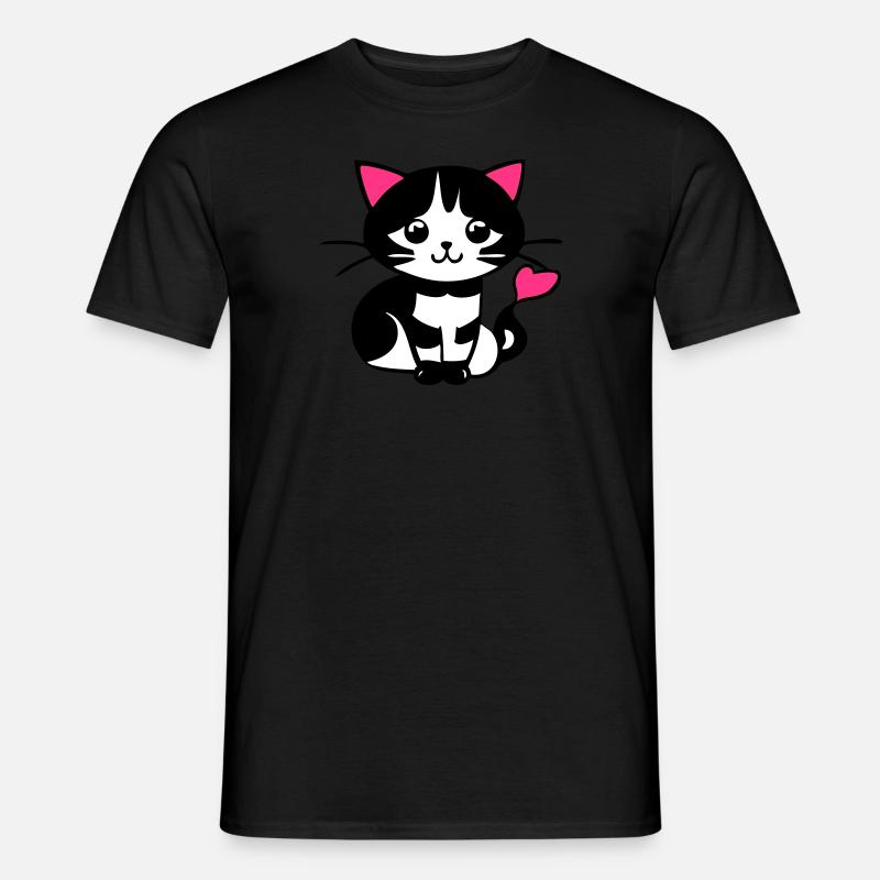 Süße Katze im Comic Stiel - Männer T-Shirt - Schwarz