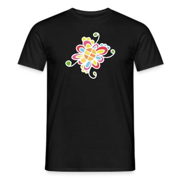White Flower Print - Men's T-Shirt - black - Front - AI Model Male 178 light (178cm)