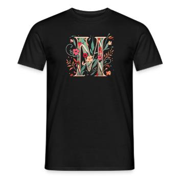 M typography floral - Männer T-Shirt - Schwarz - Vorne - AI Model Male 178 light (178cm)