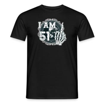 I'm 51 plus 1 middle finger Skull funny 52nd - Men's T-Shirt - black - Front - AI Model Male 178 light (178cm)