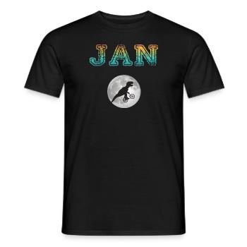 JAN - Beautiful boy name with dinosaur - Men's T-Shirt - black - Front - AI Model Male 178 light (178cm)