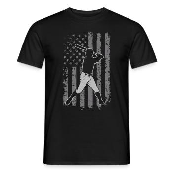 Patriotic Baseball Player American Flag Vintage - Männer T-Shirt - Schwarz - Vorne - AI Model Male 178 light (178cm)