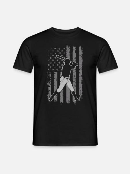 Patriotic Baseball Player American Flag Vintage - T-shirt homme - noir