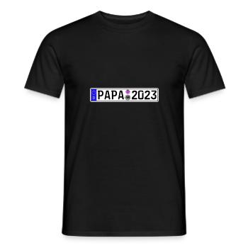Papa 2023 Vater werden Nummernschild - Männer T-Shirt - Schwarz - Vorne - AI Model Male 178 light (178cm)