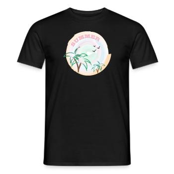 T-shirt aquarelle d’été - T-shirt homme - noir - Devant - AI Model Male 178 light (178cm)