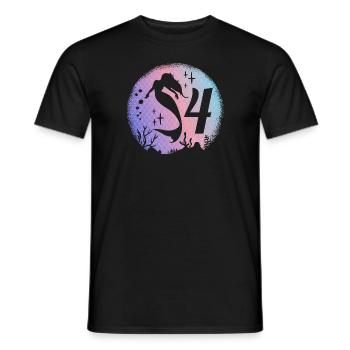 Sirène Anniversaire Fille 4 ans Sirène - T-shirt homme - noir - Devant - AI Model Male 178 light (178cm)