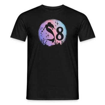 Sirène Anniversaire Fille 8 ans Sirène - T-shirt homme - noir - Devant - AI Model Male 178 light (178cm)