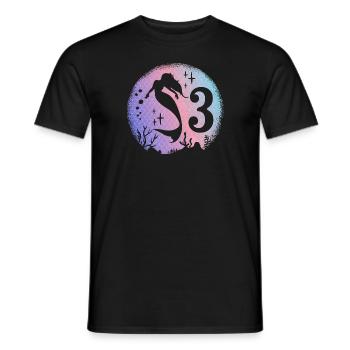 Sirène Anniversaire Fille 3 ans Sirène - T-shirt homme - noir - Devant - AI Model Male 178 light (178cm)