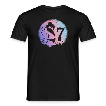 Mermaid Birthday Girl 7 years old Mermaid - Men's T-Shirt - black - Front - AI Model Male 178 light (178cm)